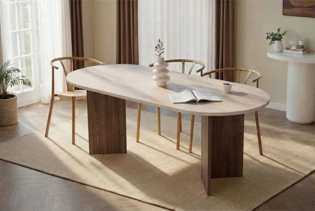 Tavolo da pranzo in legno "Sabella" - 200 x 90 x 75 cm - Travertino