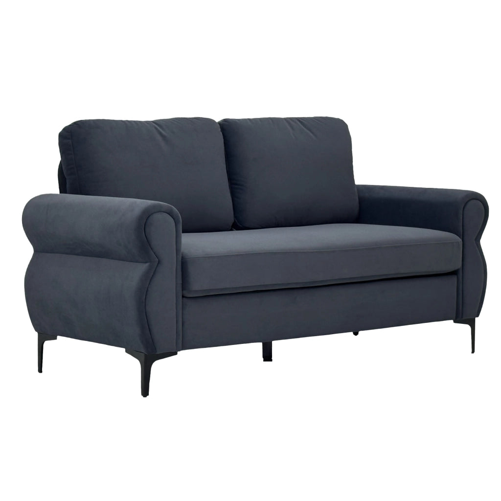 Divano lineare con struttura in metallo e legno, seduta ergonomica, rivestimento sfoderabile, 173,5 cm, grigio scuro