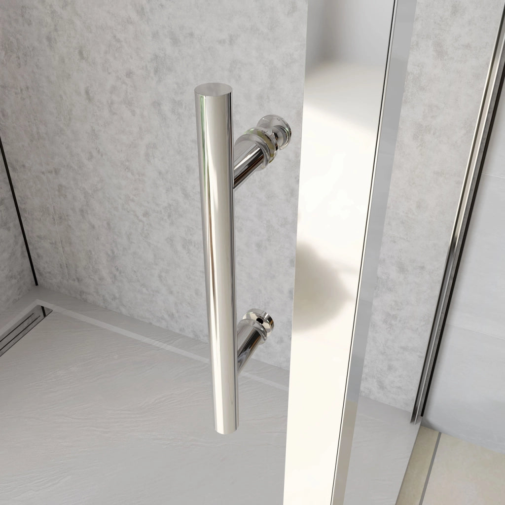 H.185 cm Box Doccia a Tre Lati Porta Scorrevole con 2 Parete Fissa Vetro Temperato 5 mm Satinato Opaco 130x80x80 cm
