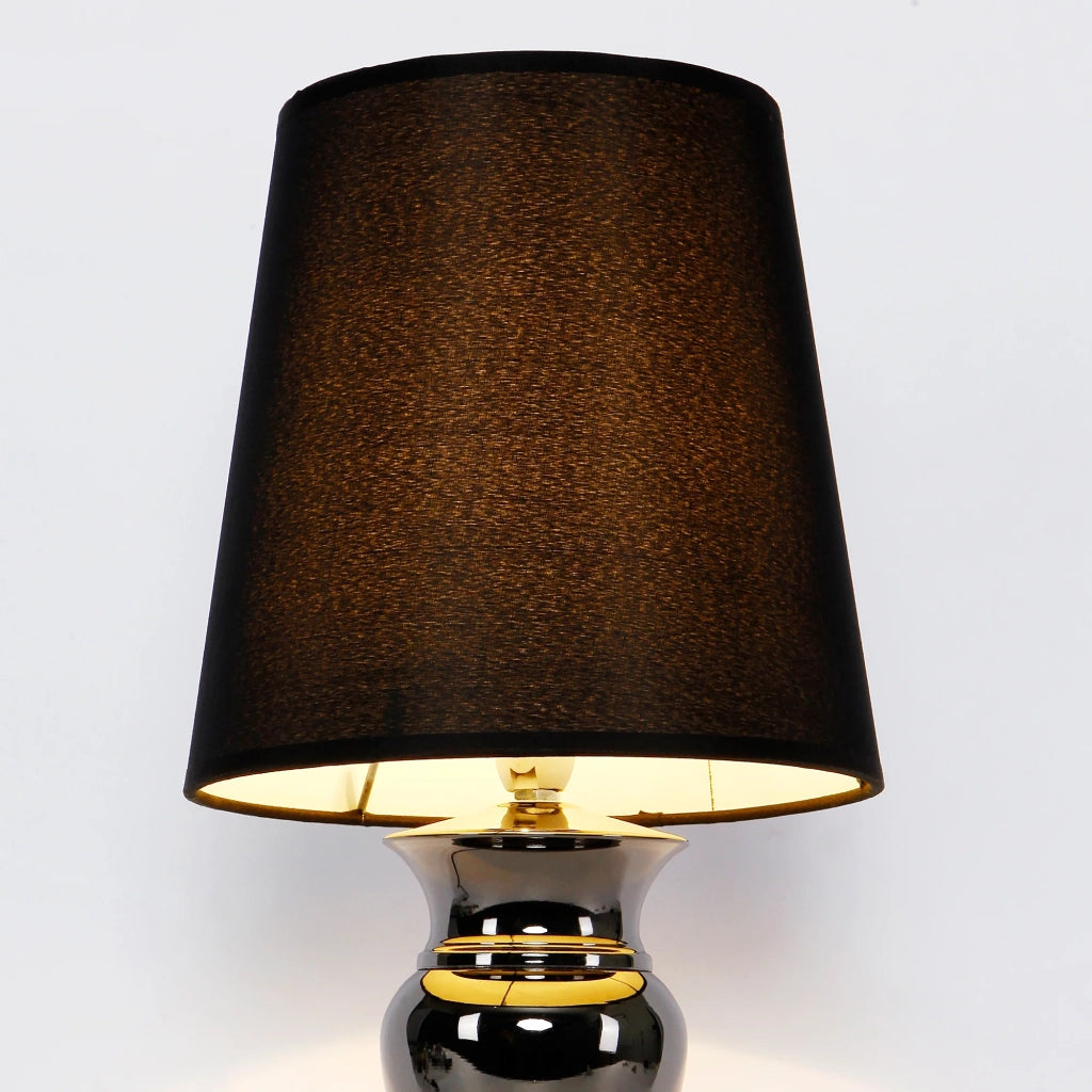 Lampada da tavolo lampada da comodino lampada da lettura alluminio e tessuto nero e cromo 48 cm 03_0002515