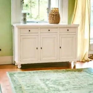 Credenza madia buffet napoletana in legno Shabby chic avorio anticato 3 ante