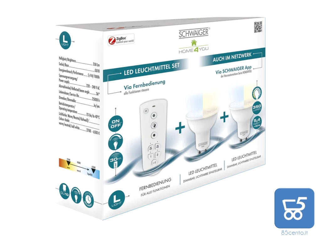 Set di 2 lampadine a LED (GU10) 1 telecomando illuminazione regolabile dimmerabile Smart Home 2700 - 6500K