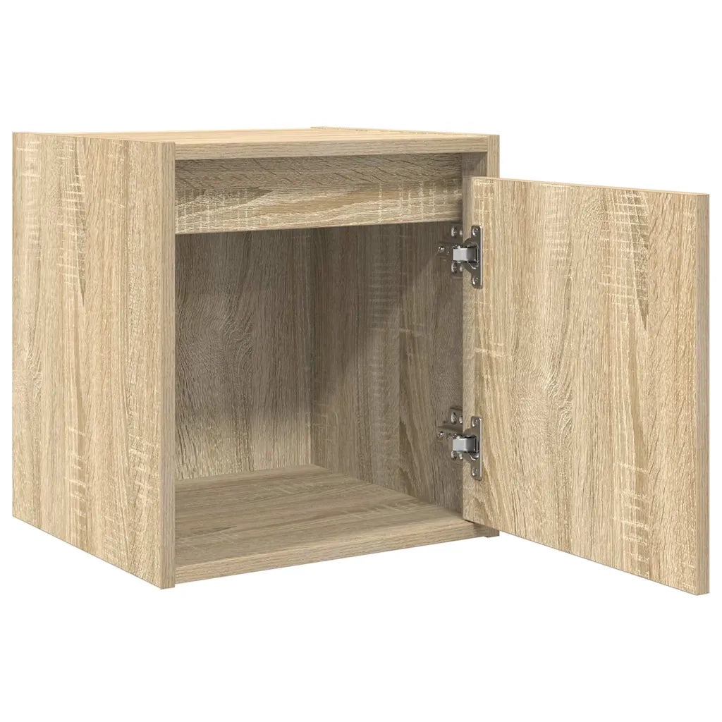Set di 2 Comodini | Armadio da Notte | Mobiletto da notte a Muro Rovere Sonoma 38x34x40 cm