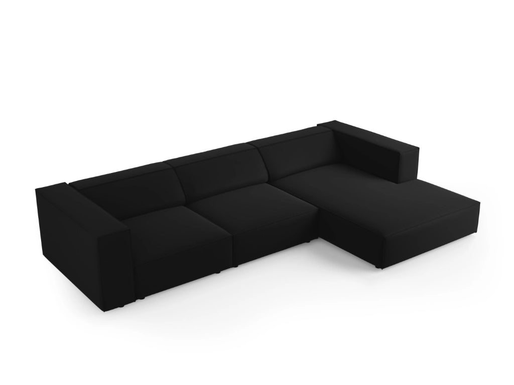 Cosmopolitan Design - Divano angolare destro "Arendal" 4 posti in velluto nero 