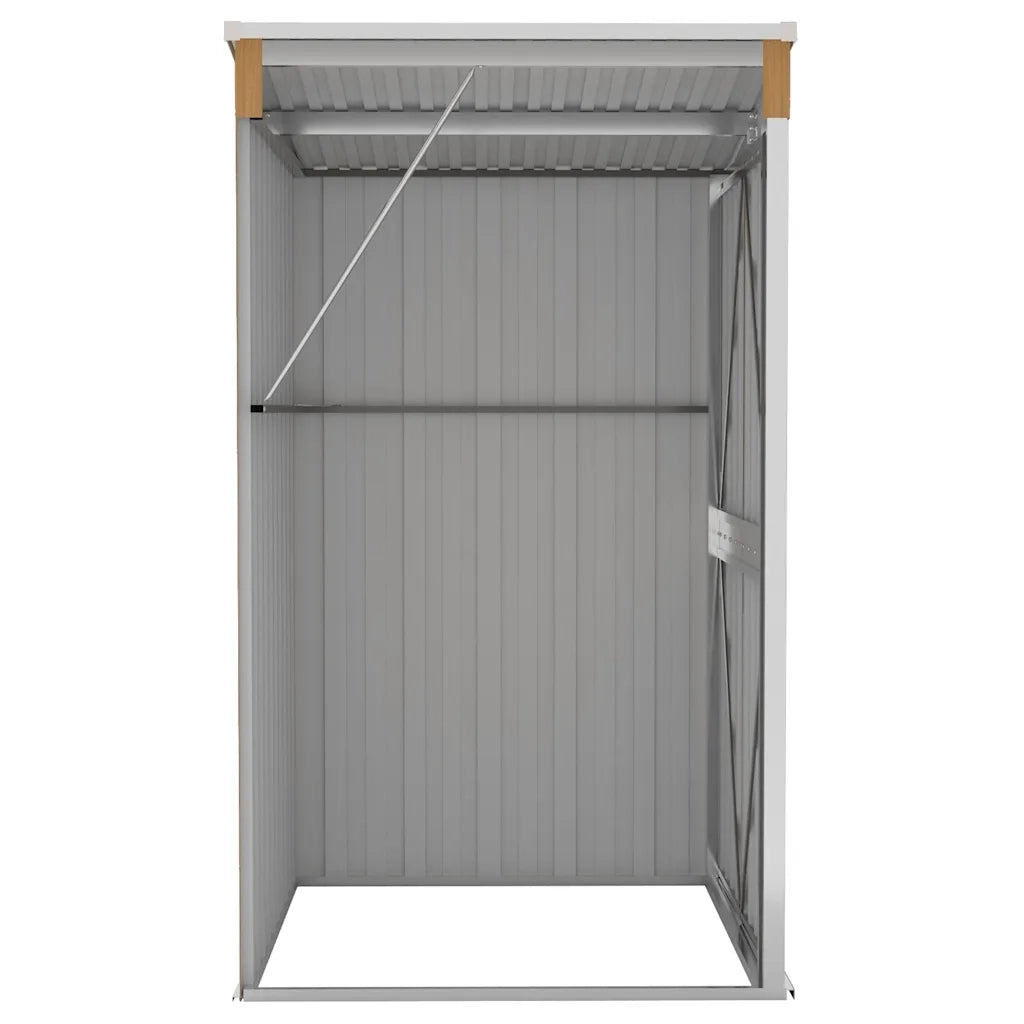 Capanno Giardino a Parete-Casetta da Giardino Marrone 118x100x178cm Acciaio Zincato