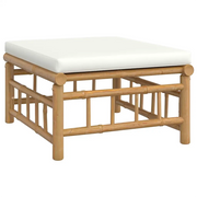 Poggiapiedi da Giardino con Cuscino Bianco Crema in Bamb¨´ CFW7891274