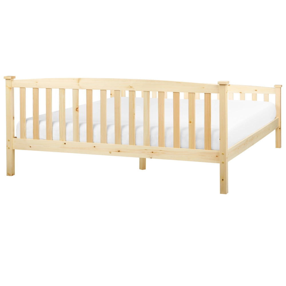 Letto matrimoniale in legno di pino chiaro 180 x 200 cm rete a doghe