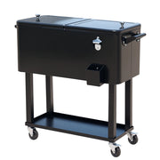 Carrello Frigo per Bevande con Ruote ¨C zephmum ¨C Nero 75.7L