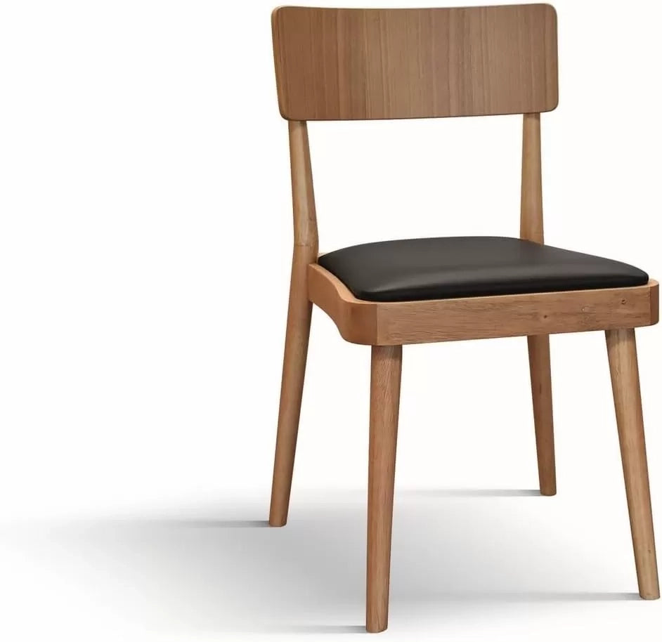 Set 2 sedie legno naturale seduta ecopelle nera 48x45,5x79 - Mobili 2G