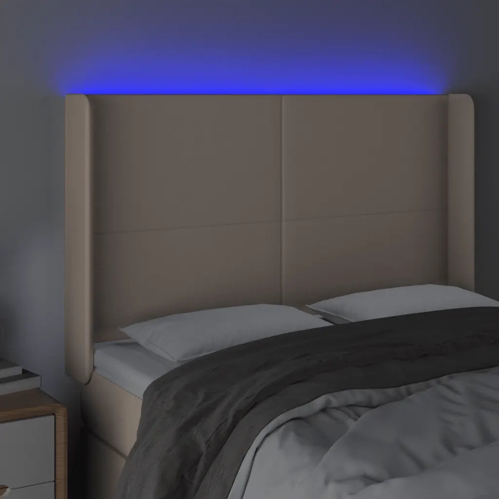 Testiera a LED Cappuccino 147x16x118/128 cm in Similpelle 3123863