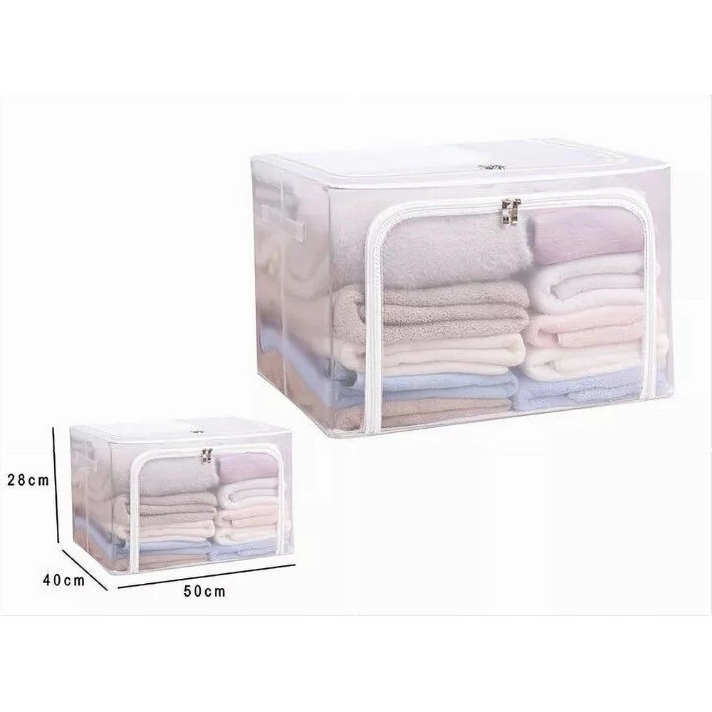 Trade Shop - Box Scatola Salvaspazio Portatutto Vestiti Armadio Organizer 50x40x28 Cm 59981 -