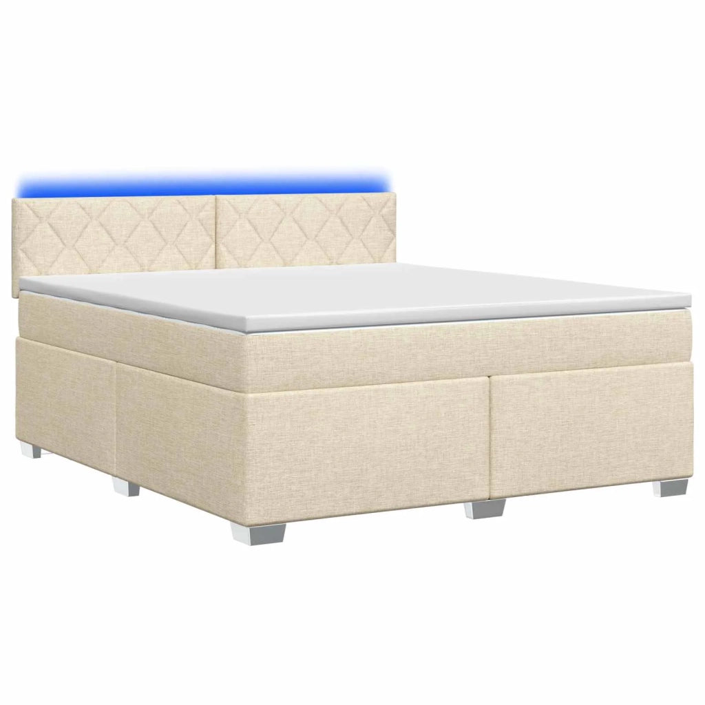 Letto con Box Spring, Materasso e LED Crema 160 x 200 cm 3451992