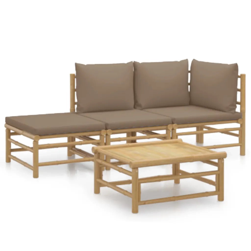 Set Salotto da Giardino 4pz con Cuscini Tortora BambÃ¹cod mxl 124227