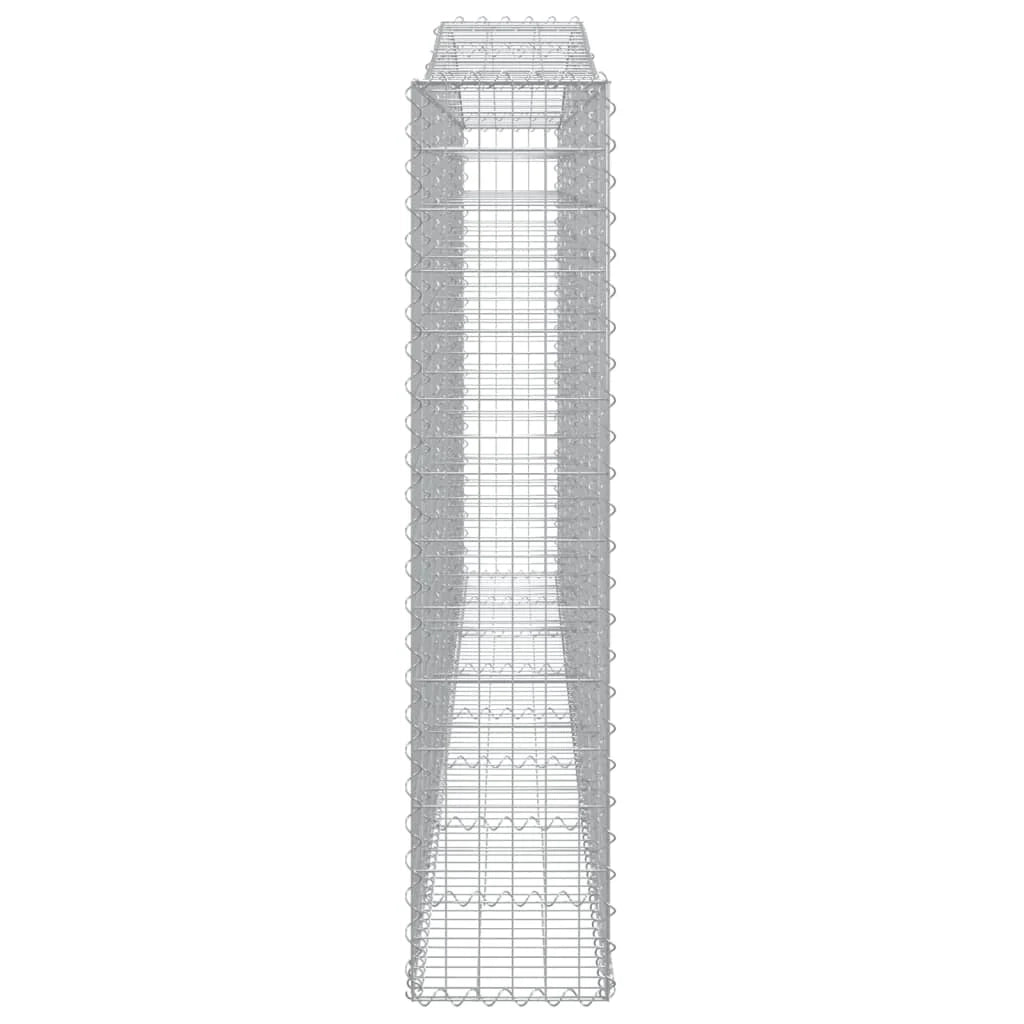 Cestini gabbioni recinzione a gabbia muro di contenimento ad arco 10 pezzi 400 x 30 x 140/160 cm ferro zincato argento 02_0040274