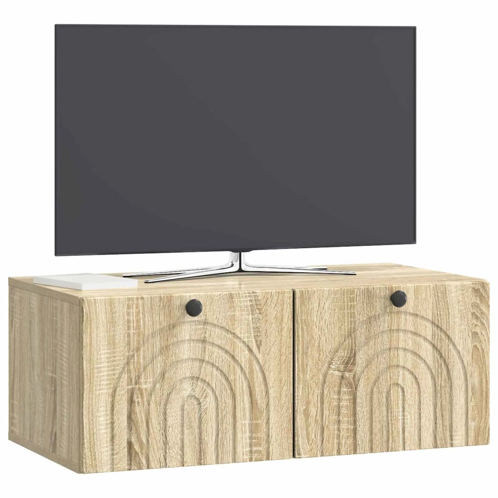 Mobile Porta TV da Muro-Credenza per TV sospesa Rovere Sonoma 78,5 x 41 x 30 cm 545726