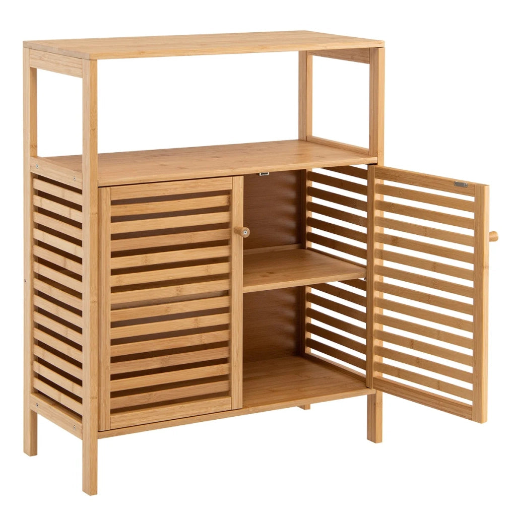 Mobiletto da bagno 64 x 27,5 x 80 cm pratico contenitore design moderno bambù naturale 20_0012760
