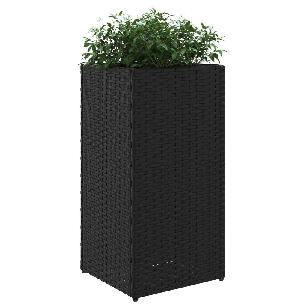 Fioriera da Giardino Nero 30x30x60 cm in Polyrattan 366410