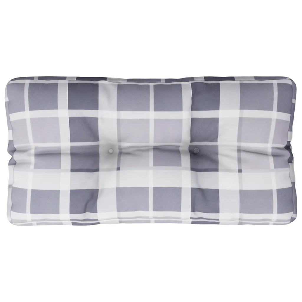 Cuscino per Pallet a Quadri Grigi 80x40x12 cm in Tessuto