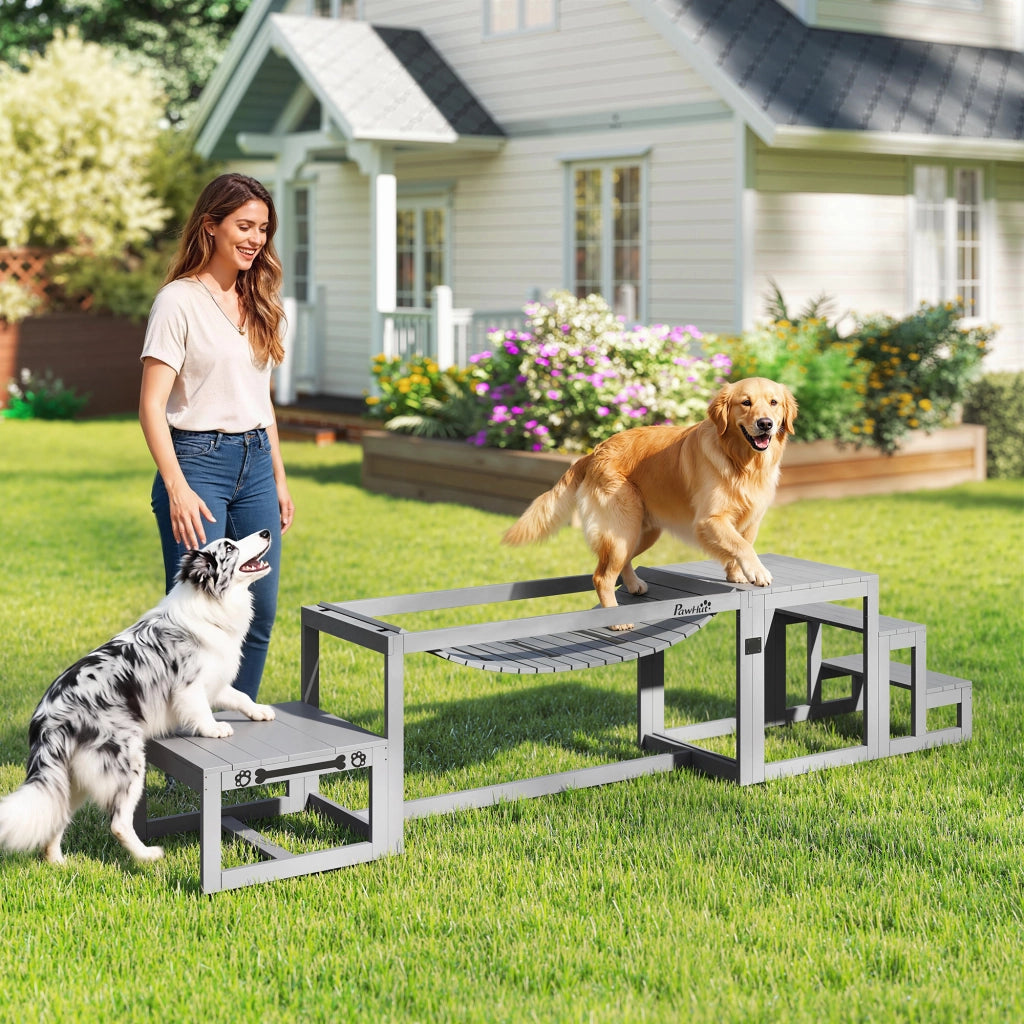 Kit Agilit¨¤ per Cani 3 Pezzi ¨C zephmum ¨C Legno Massello Grigio