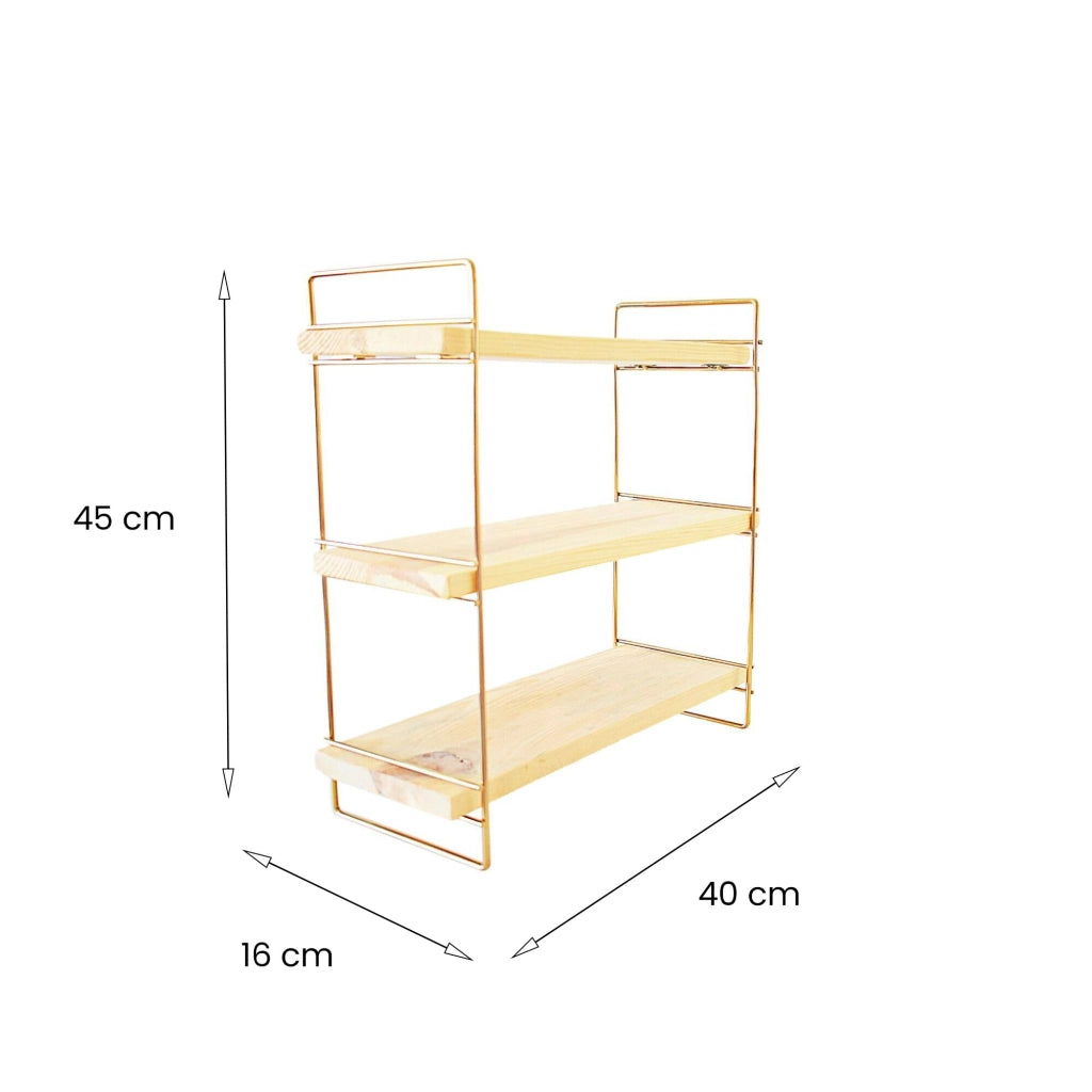 Edouard, Mensola 3 Ripiani, 16x40x45h cm oro