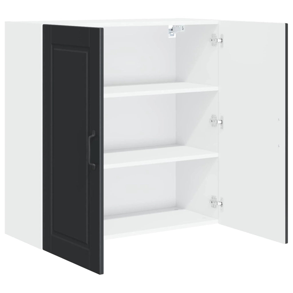 Mobile da cucina moderno da parete con pratico spazio di archiviazione 80 x 31 x 80 cm legno ingegnerizzato nero 02_0054399