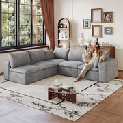 Divano Cloud 340cm ¨C MINIMAL ¨C Tessuto Velluto a Coste, Grigio Scuro, Imbottito, Sfoderabile