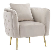 Poltrona in tessuto grigia con gambe dorate cm 76x74x71