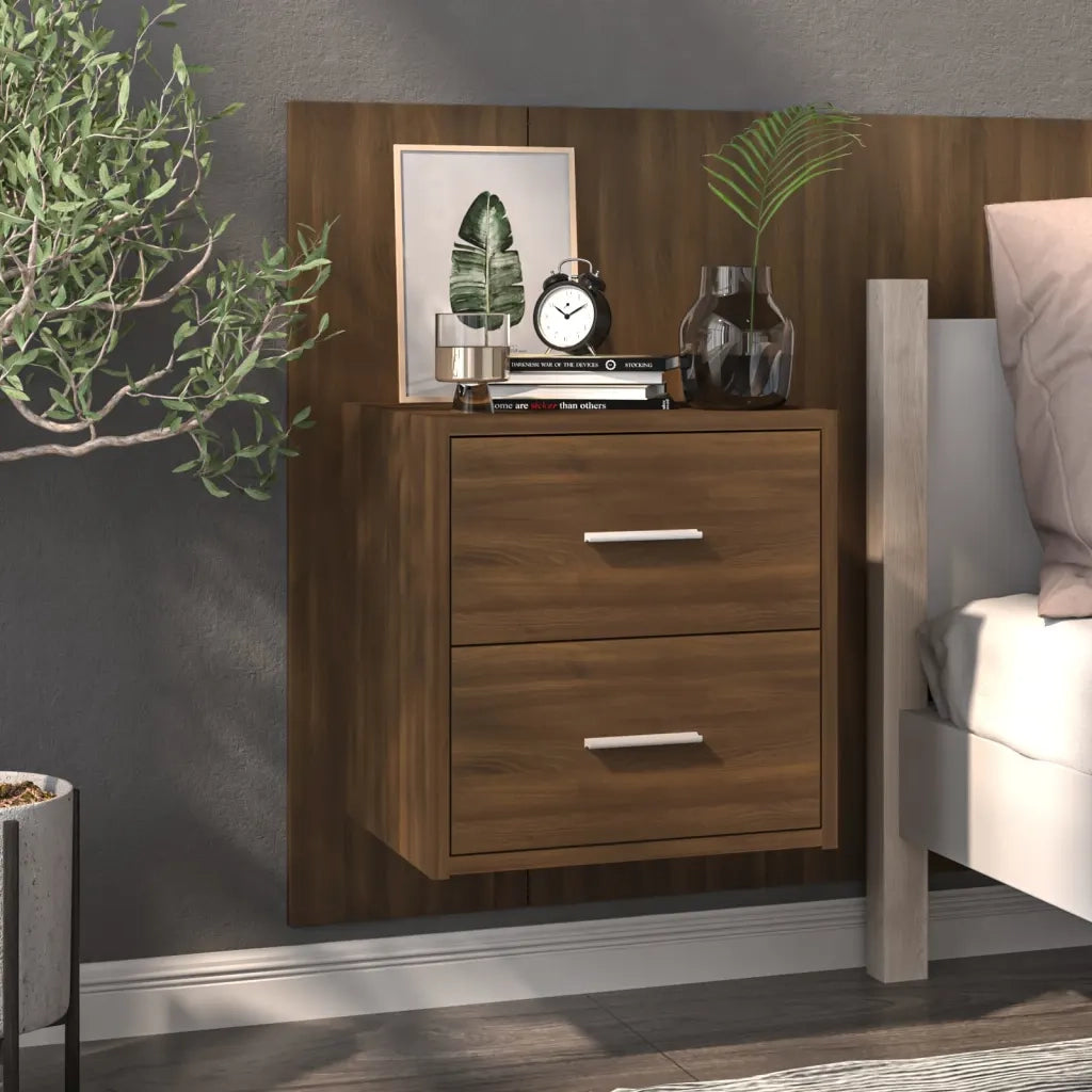 Comodino a Muro Rovere Marrone 816962