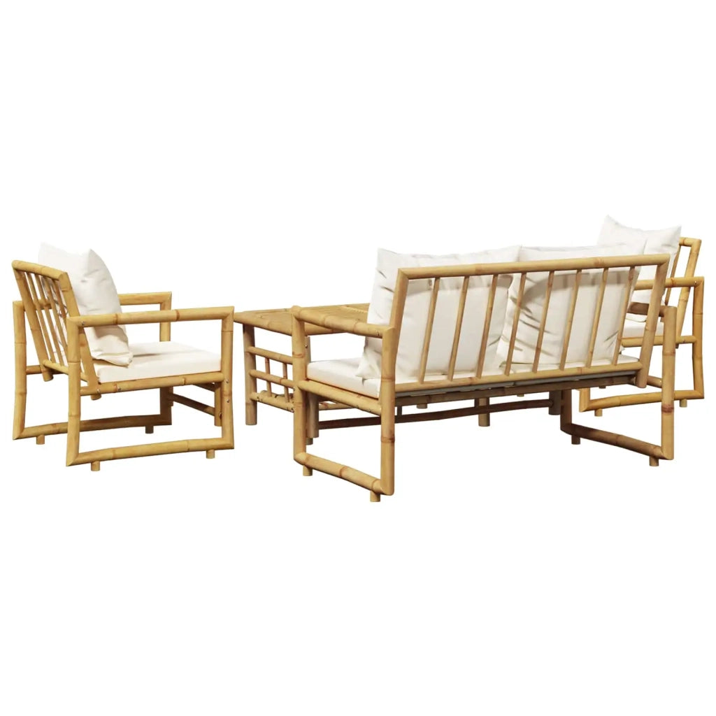 Set Divani da Giardino 4 pz con Cuscini in Bambù 43159