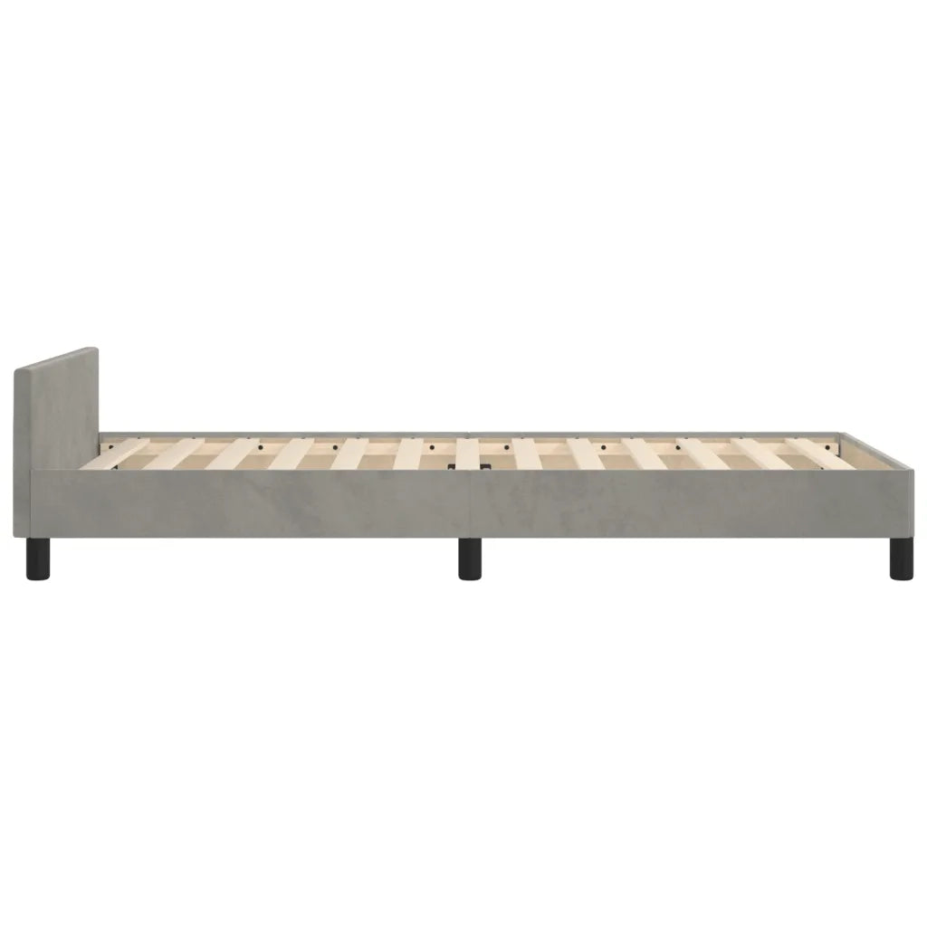 Giroletto con Testiera Grigio Chiaro 90x200 cm in Velluto cod mxl 40838