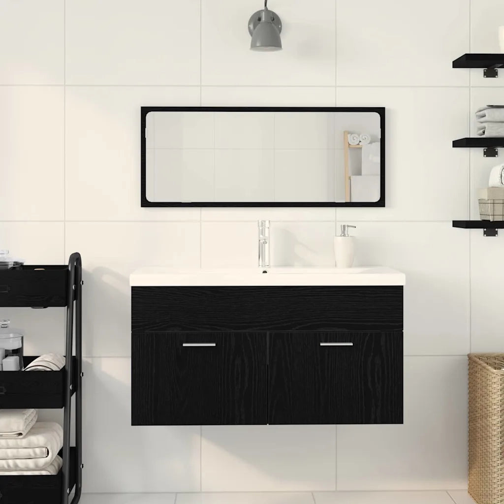 Set di mobili per il bagno 3 pcs Rovere Nero Legno multistrato 3334330