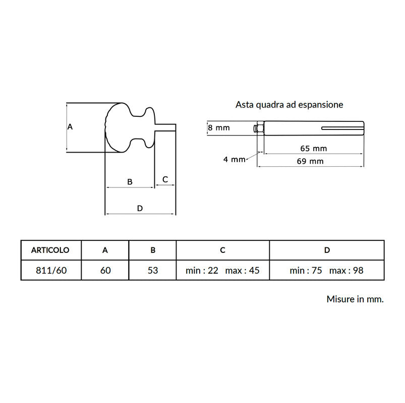 Maniglia su rosetta tonda SAGUATTI  211/60IQ in alluminio marrone opaco