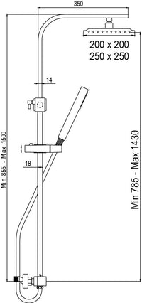 Colonna doccia squadrata completa di miscelatore