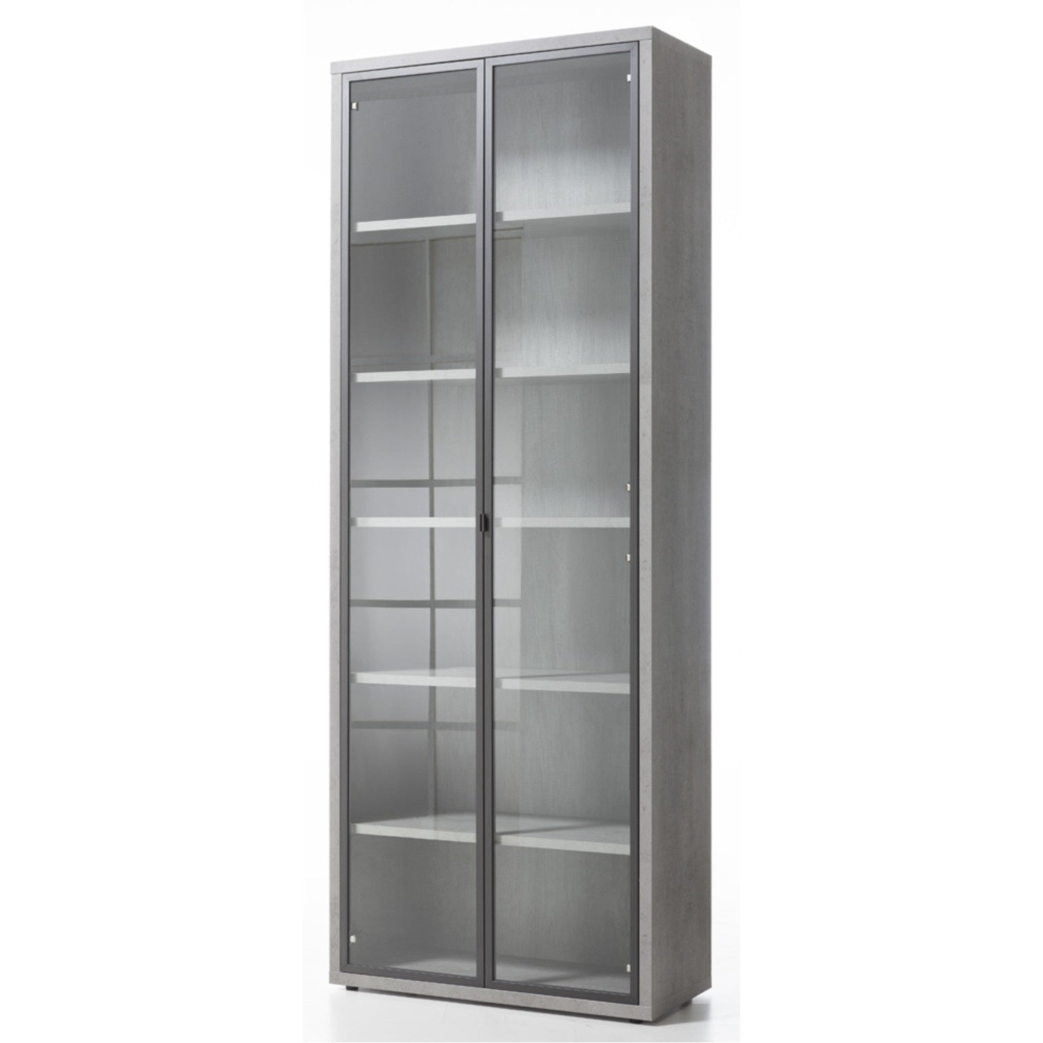 ANTA IN VETRO CON TELAIO IN ALLUMINIO NERO PER LIBRERIA SERIE DAVINCI CM.37,5X209,5H.