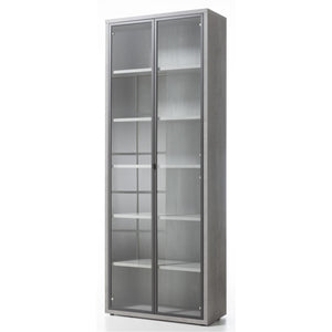 ANTA IN VETRO CON TELAIO IN ALLUMINIO NERO PER LIBRERIA SERIE DAVINCI CM.37,5X209,5H.