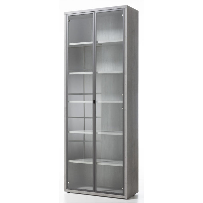 ANTA IN VETRO CON TELAIO IN ALLUMINIO NERO PER LIBRERIA SERIE DAVINCI CM.37,5X209,5H.