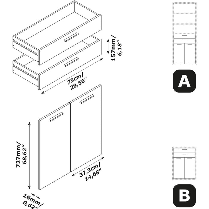 COPPIA ANTE DAVINCI H104CM CON CASSETTI NOCE BRERA