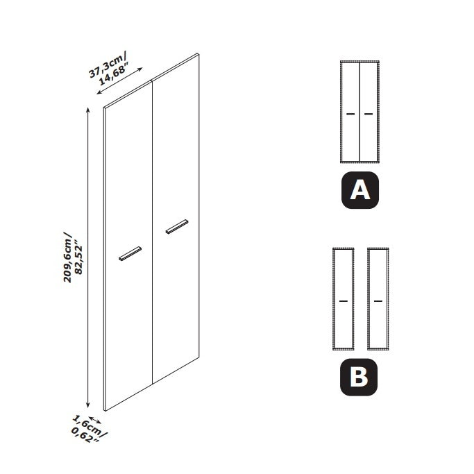 COPPIA ANTE DAVINCI 75XCM209,5CM NOCE BRERA