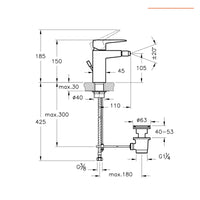 MISCELATORE BIDET ROOT SQUADRATO CROMO