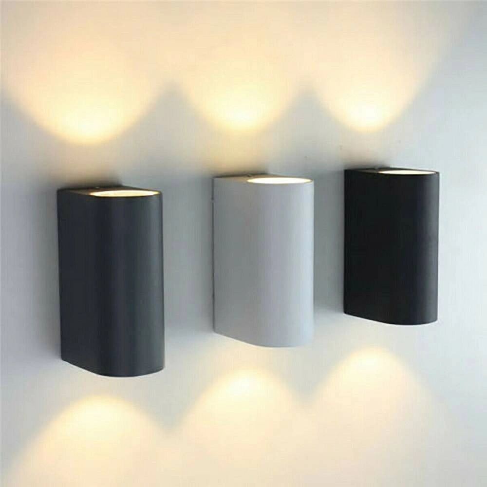 Trade Shop - Applique Doppia Luce Led 10w Nero Bianco Lampada Parete Up Down Faretto Esterno -