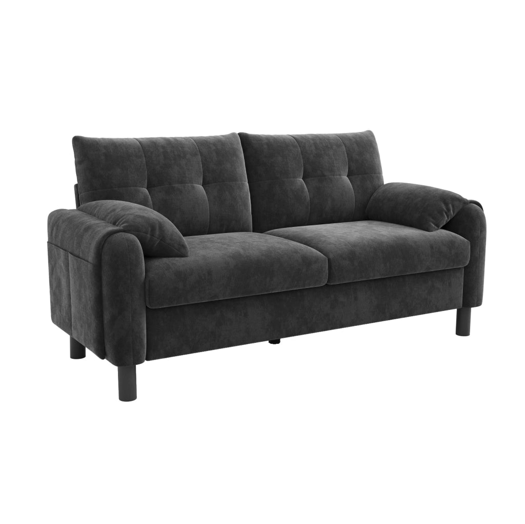 Divano 2 posti 158x80x88.5 cm con design modulare in chenille grigio