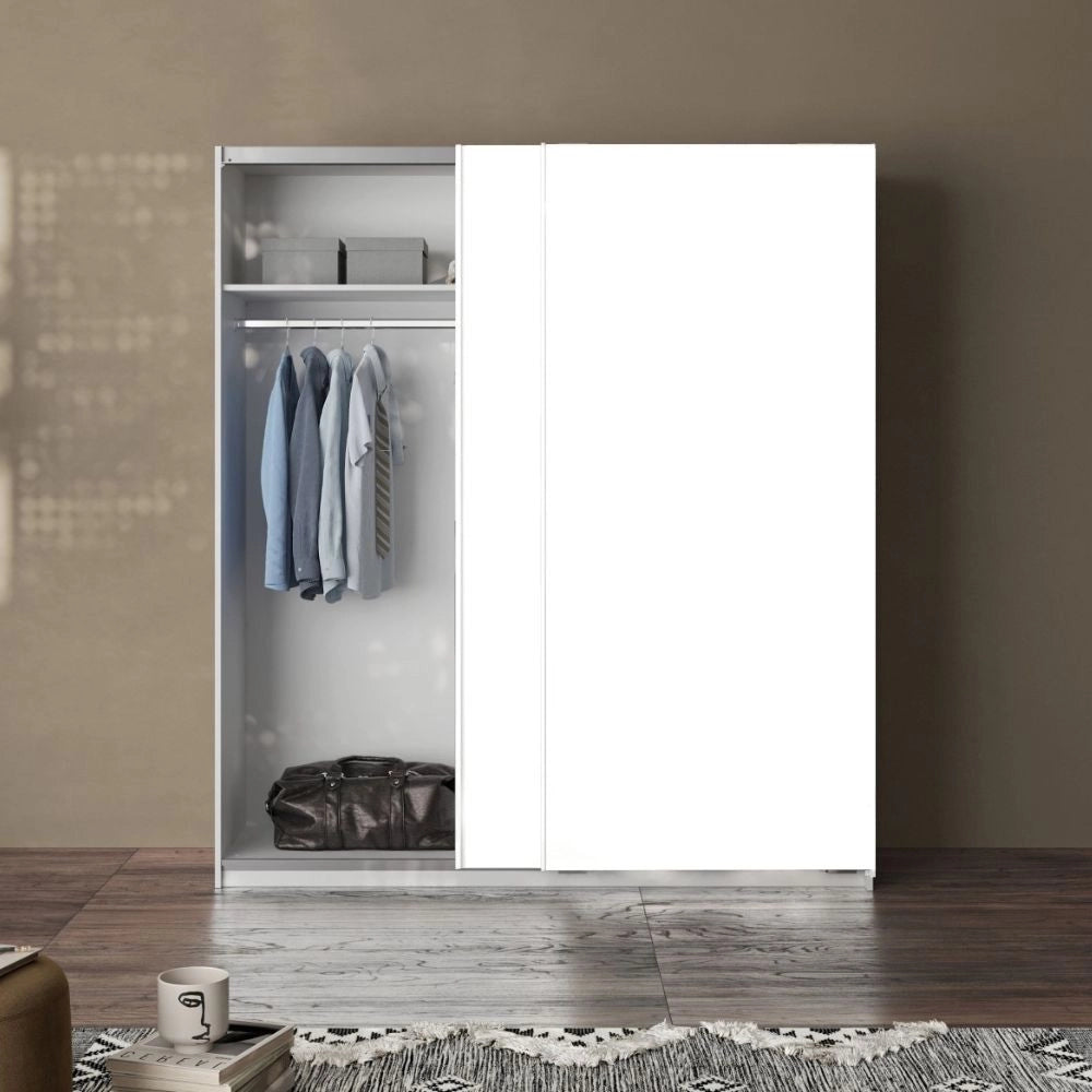 Armadio due ante scorrevoli bianco opaco Swing – 180x55x210H