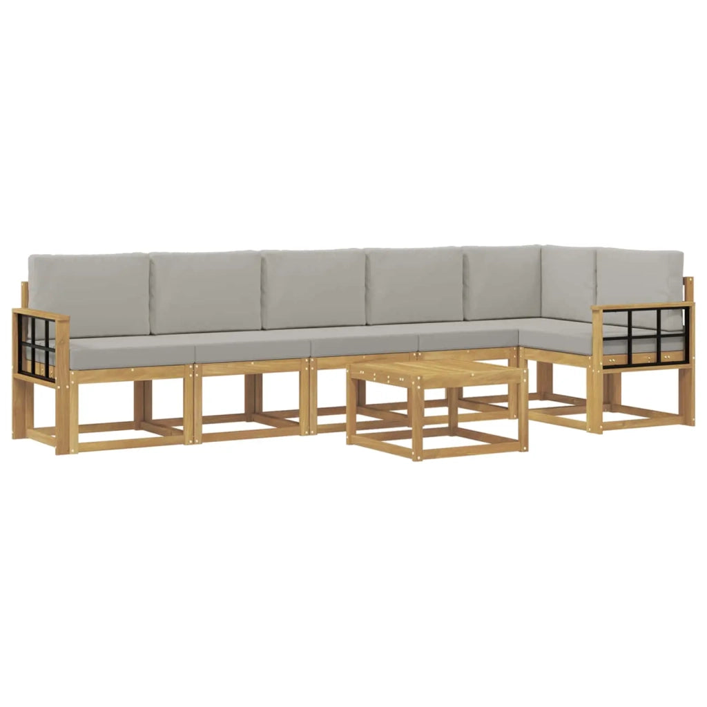 Set di divani da esterno 7 pcs Bianco e Grigio Chiaro 3387745