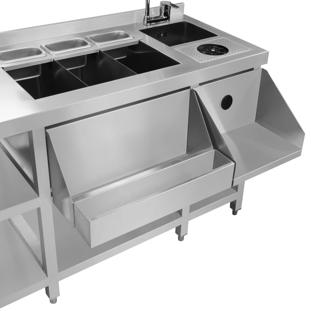 Stazione cocktail bar gemella Lavello per ghiaccio isolato in acciaio inox Risciacquo bicchieri