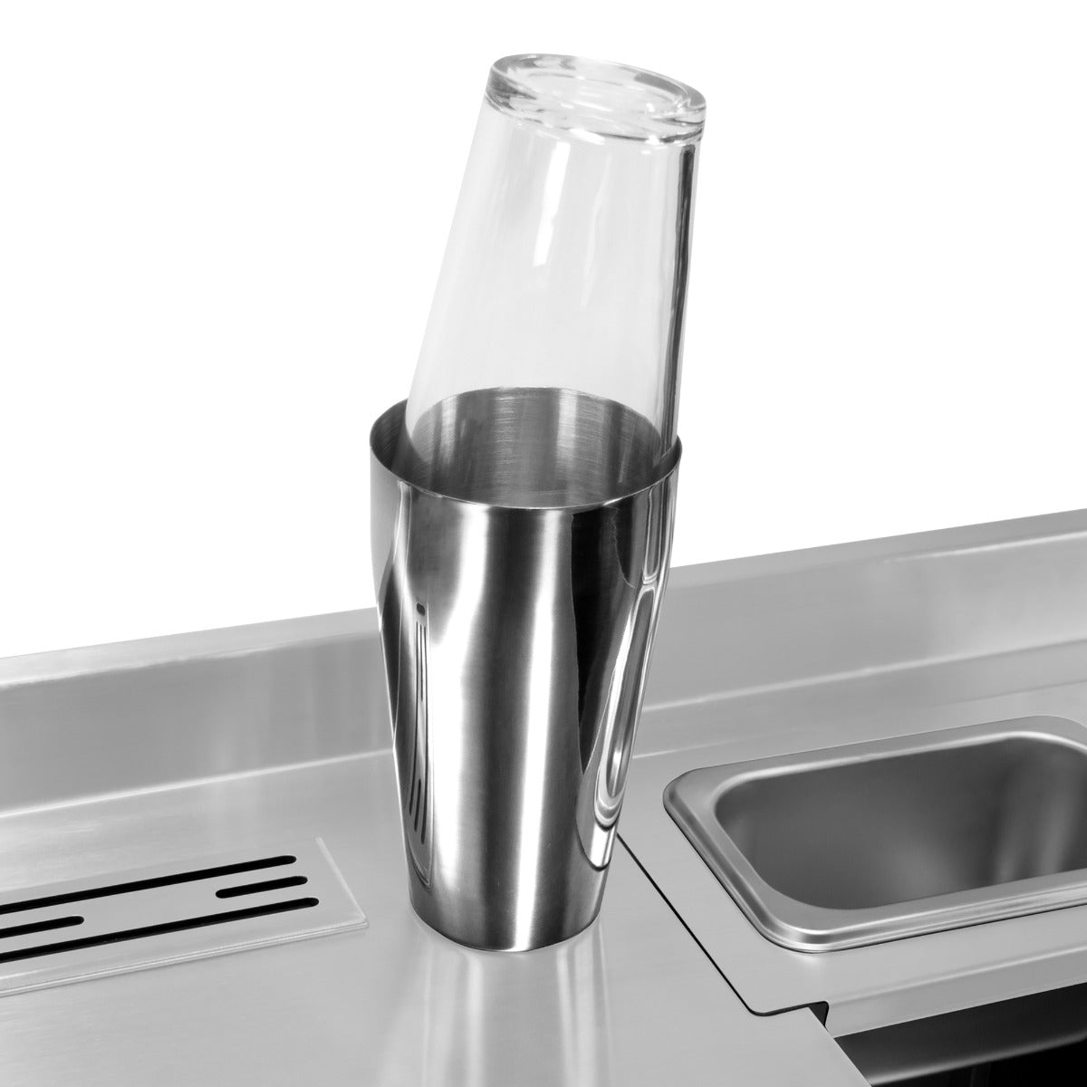 Stazione cocktail bar gemella Lavello per ghiaccio isolato in acciaio inox Risciacquo bicchieri