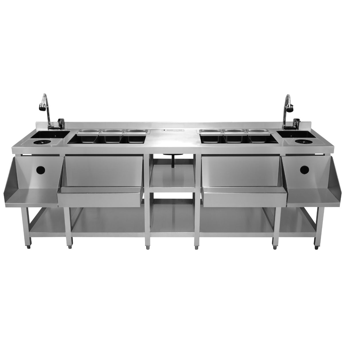 Stazione cocktail bar gemella Lavello per ghiaccio isolato in acciaio inox Risciacquo bicchieri