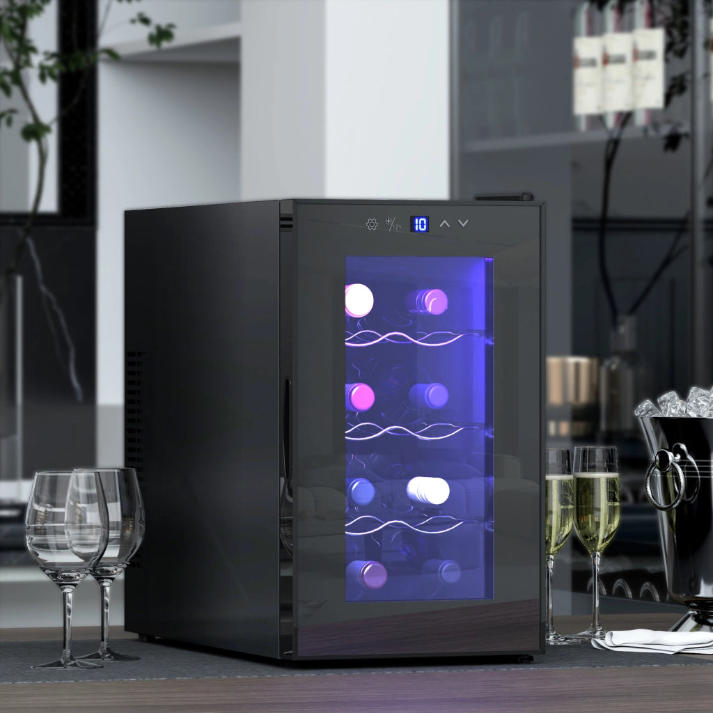 Cantinetta Vino Refrigerata per 8 Bottiglie, Capacit¨¤ 21L, Display Touch e Ripiani Regolabili, Nero