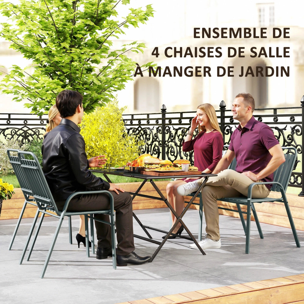 Sedia da giardino impilabile con schienale alto e braccioli ¨C zephmum ¨C grigio 56x66x91 cm