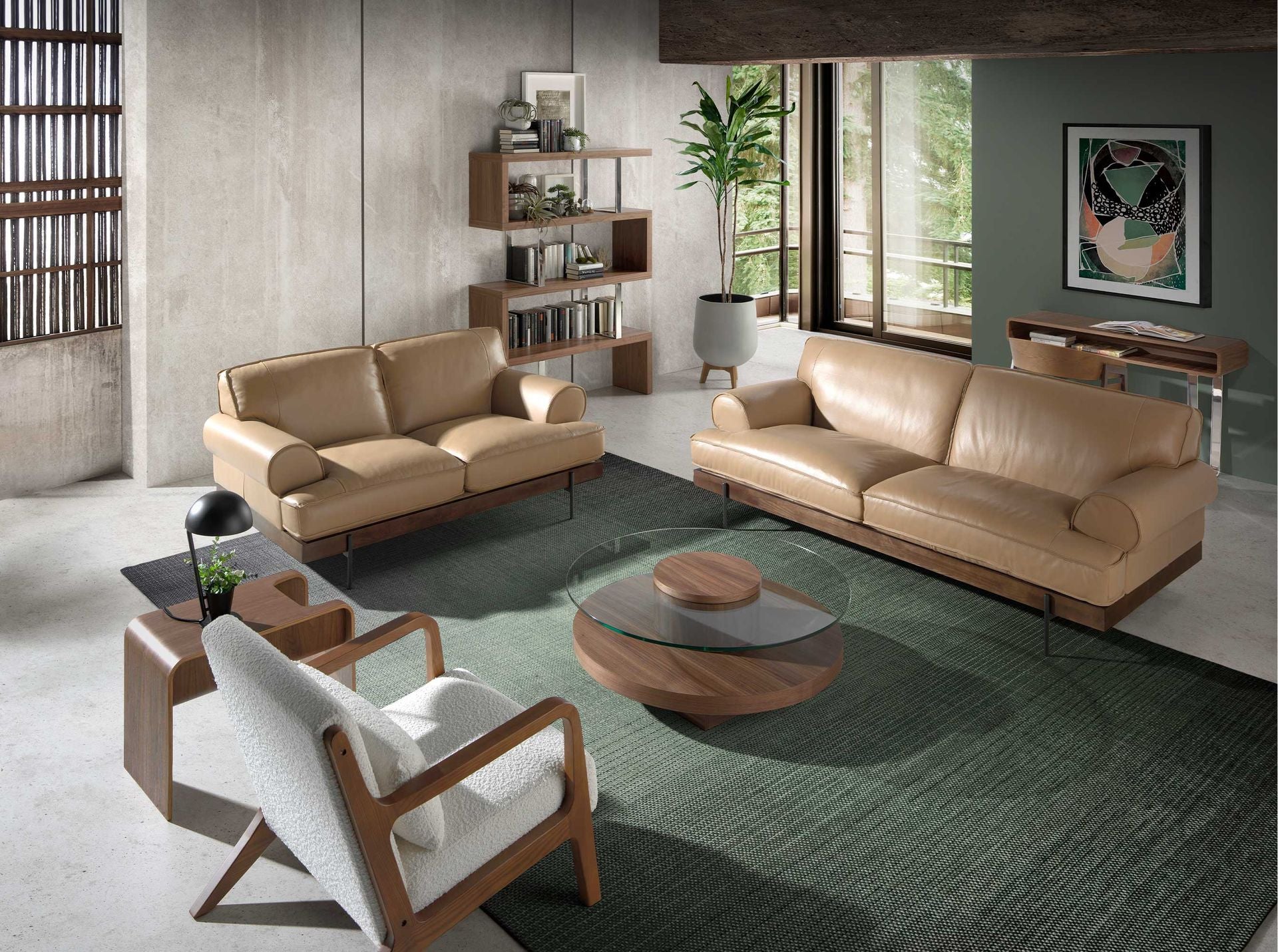 Tavolo angolare rettangolare in noce