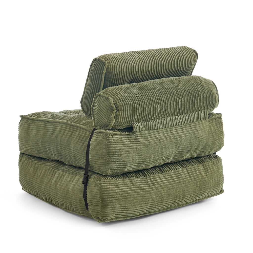 Poltrona Letto Pieghevole 2 in 1 in Velluto a Coste ¨C MINIMAL ¨C Verde, Reclinabile
